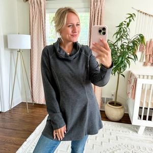 Stonewear Baha Cowl Neck Pullover Long Sleeve Tunic Gray L